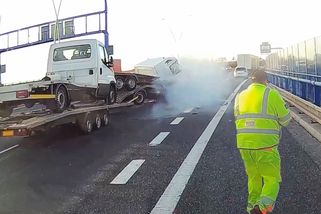 Sešrotoval auto uprostřed dálnice, nevšimla si kamionu a z pohledu sanitky | Brněnská odchytová – dashcam